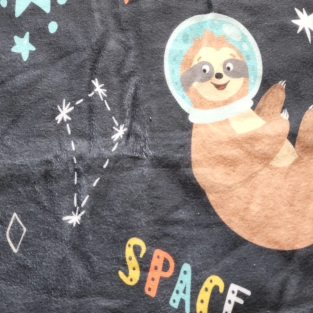 Cute kids space sloth beach towel blanket